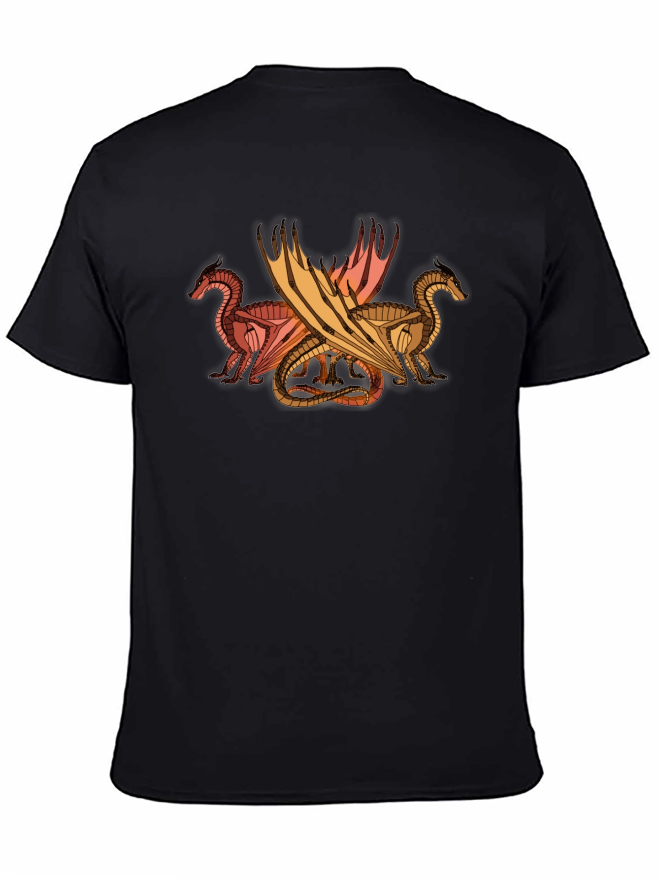 Dragon Trio Graphic Tee - Black Cotton T-Shirt