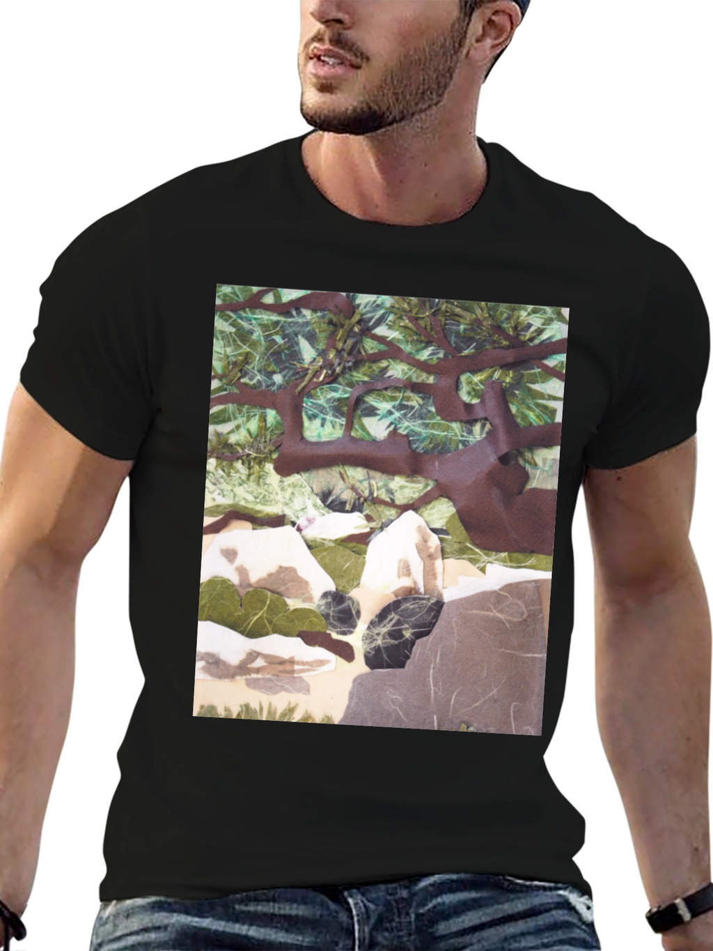 Nature Scene Graphic Print T-Shirt - Relaxed Fit