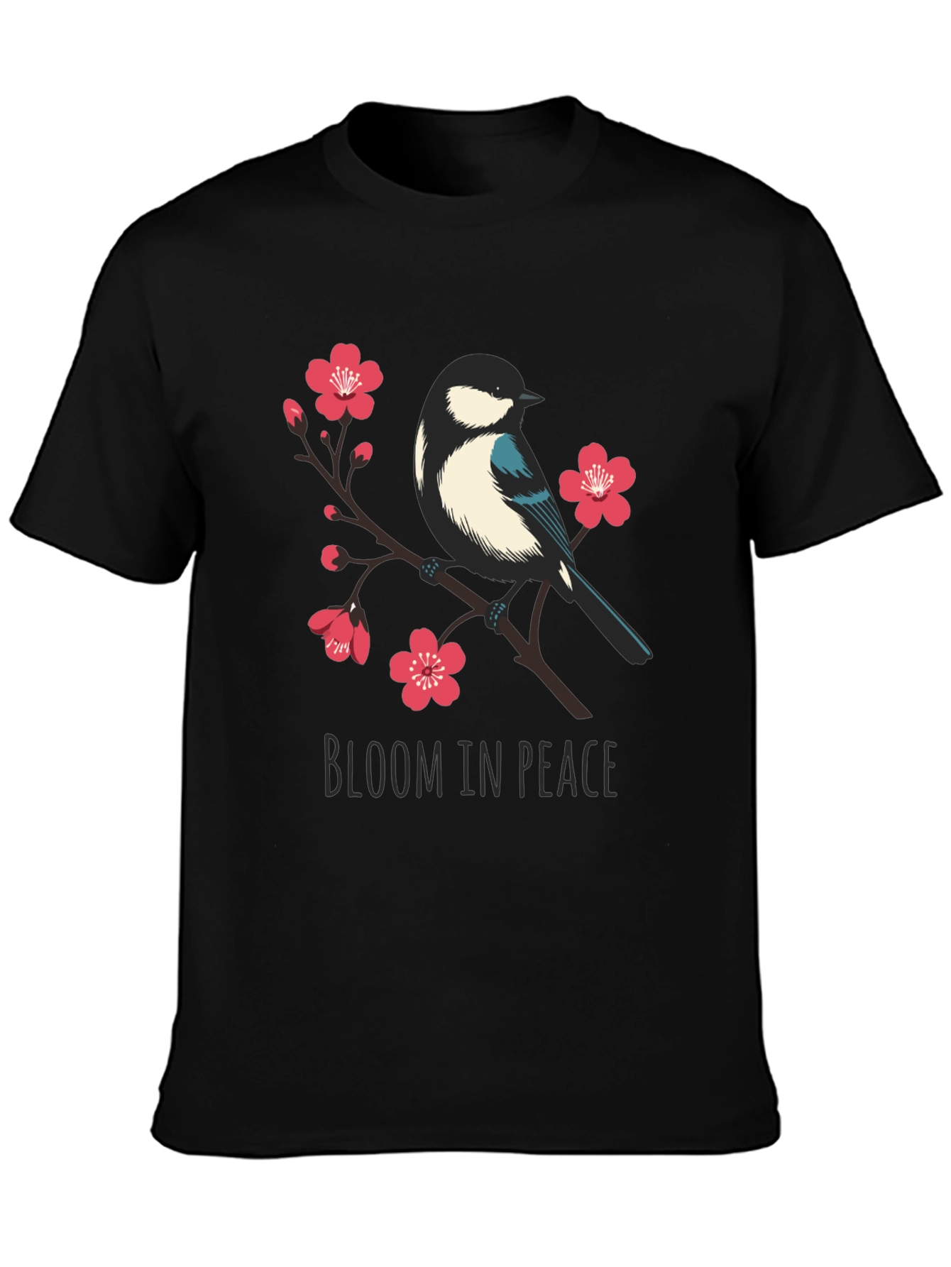 Bloom in Peace T-Shirt - Bird and Blossom Design