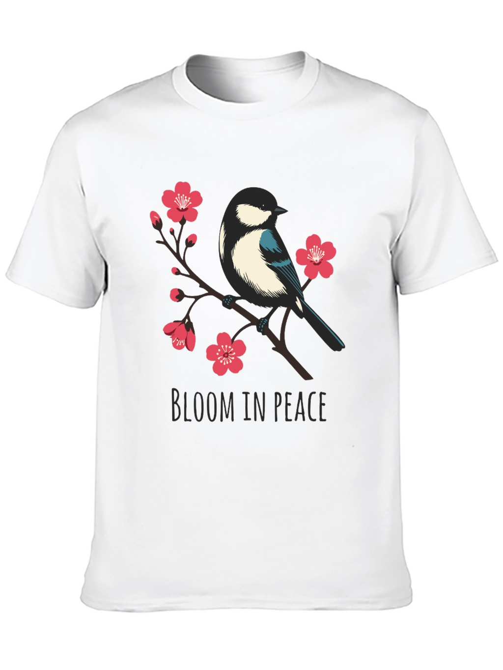 Bloom in Peace T-Shirt - Bird and Blossom Design