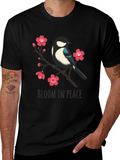 Bloom in Peace T-Shirt - Bird and Blossom Design