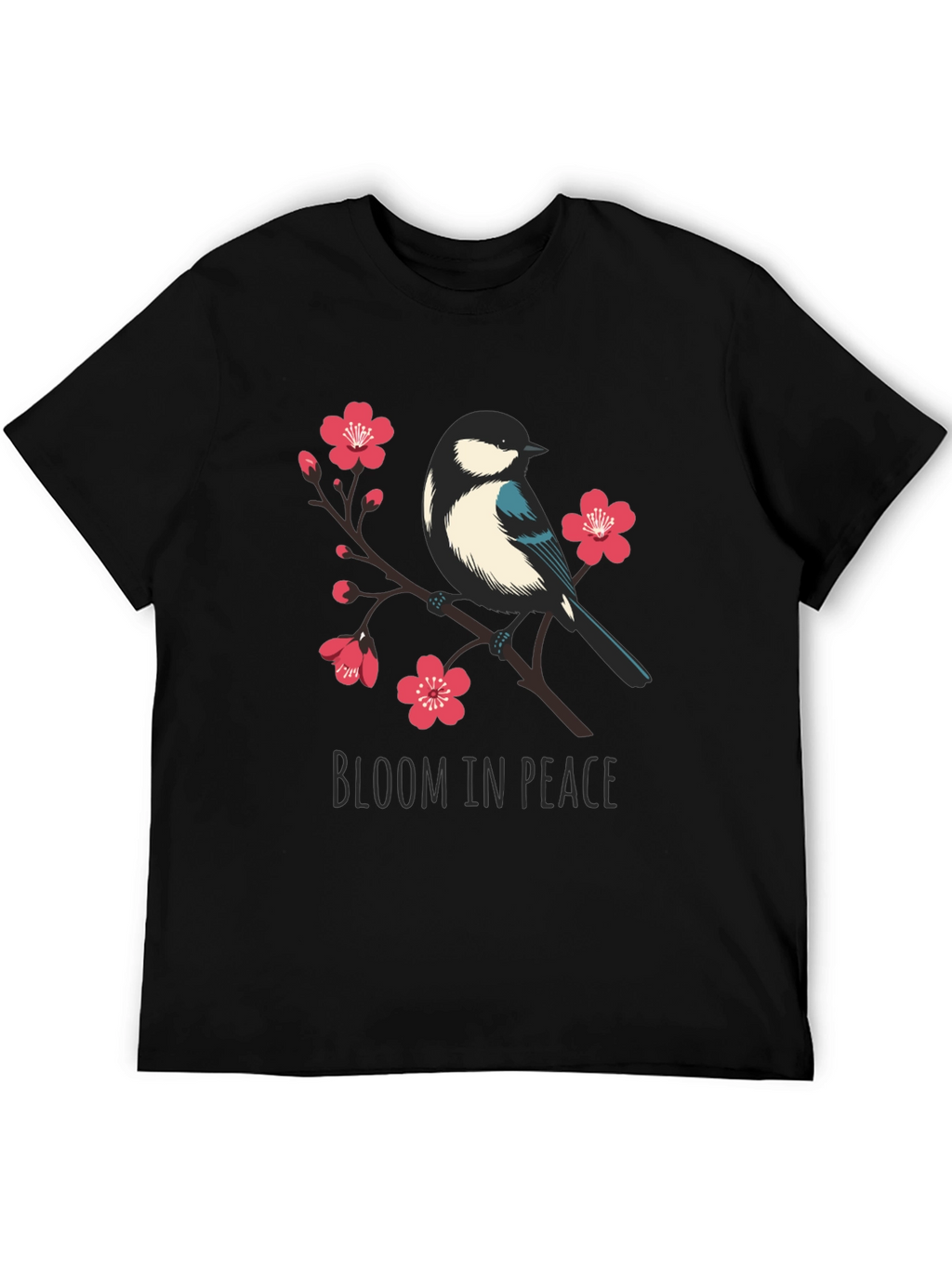 Bloom in Peace T-Shirt - Bird and Blossom Design