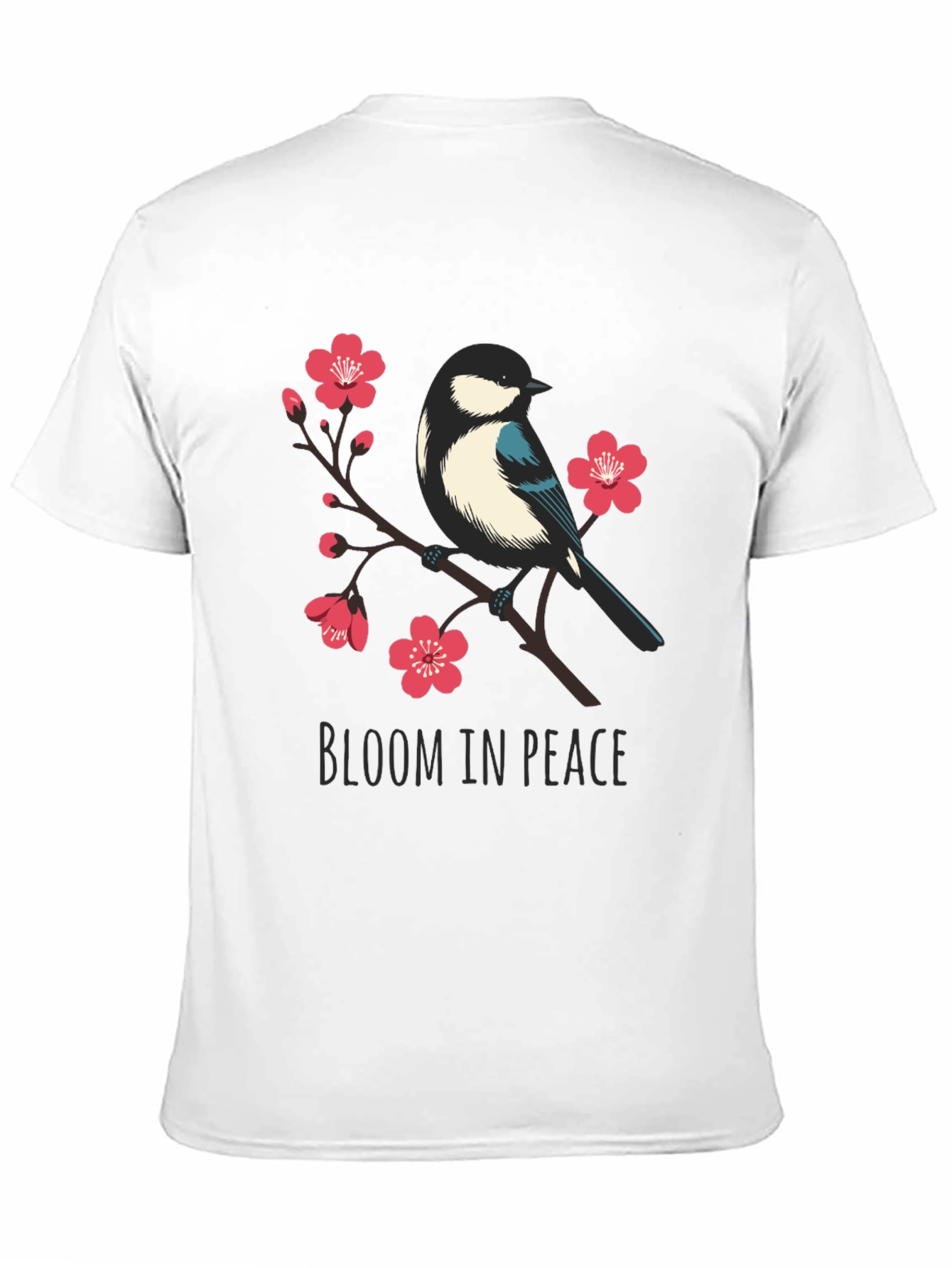 Bloom in Peace T-Shirt - Bird and Blossom Design