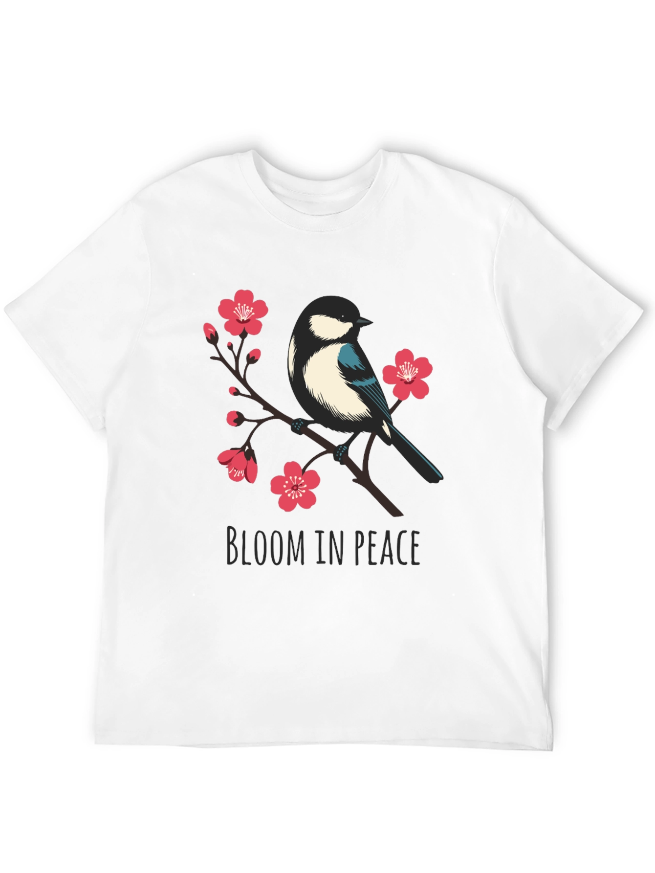 Bloom in Peace T-Shirt - Bird and Blossom Design