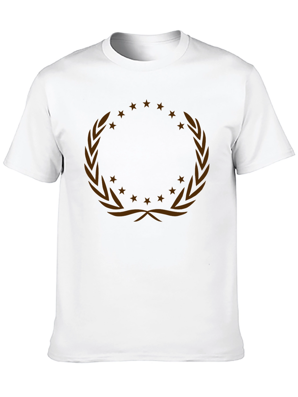 Graphic Tee with Laurel Wreath and Stars Design