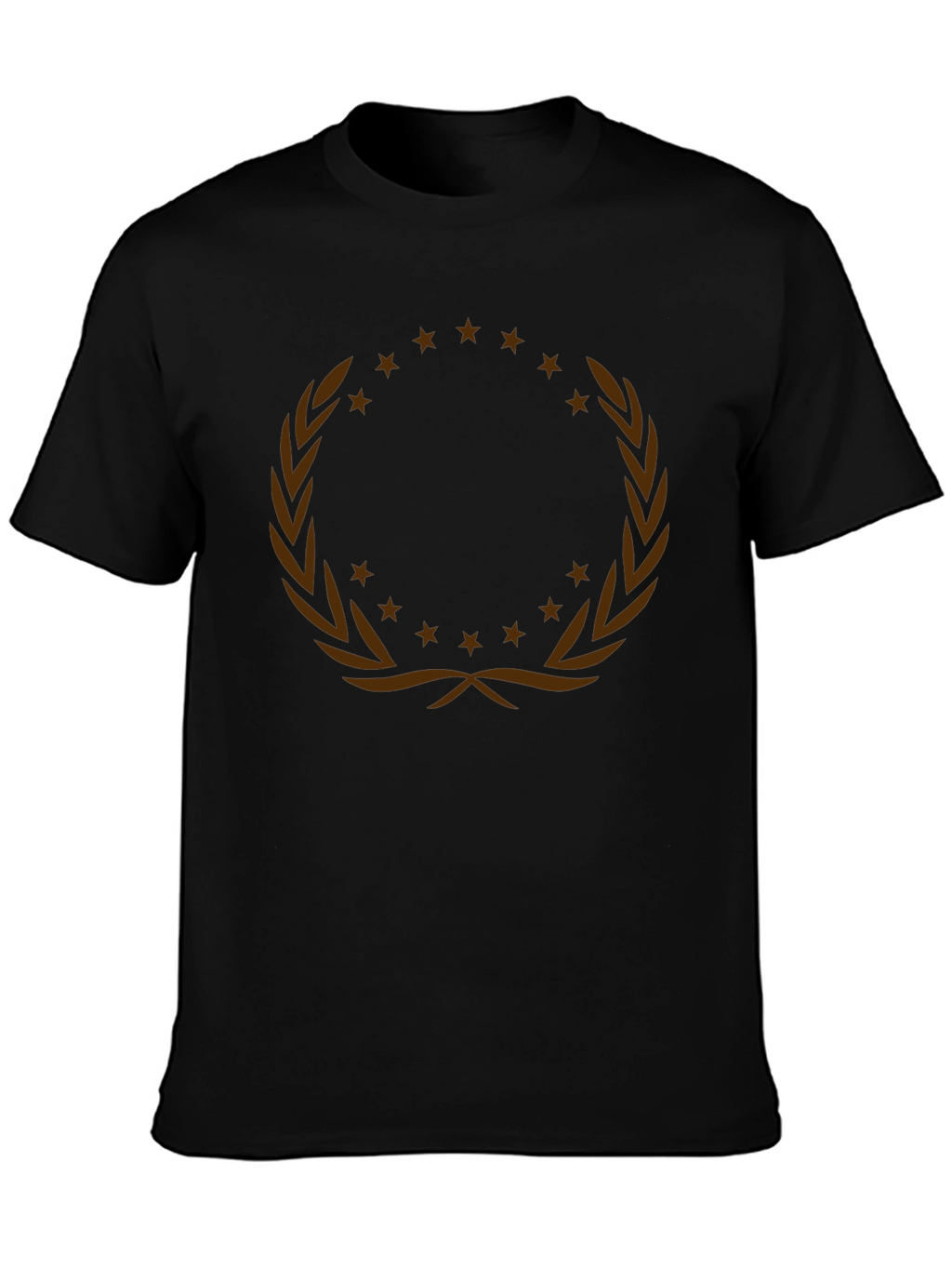 Graphic Tee with Laurel Wreath and Stars Design
