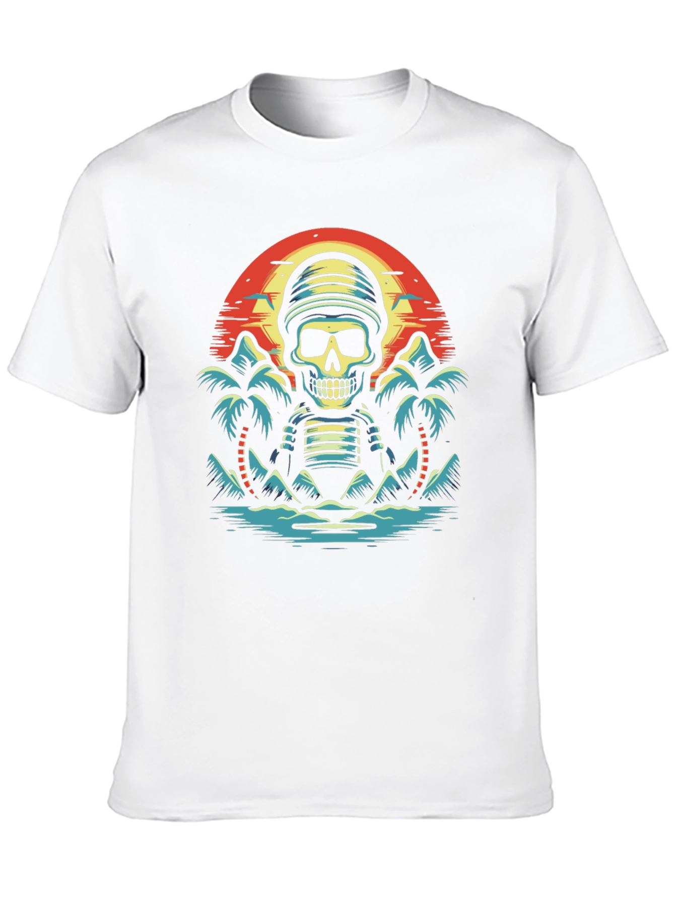 Tropical Skeleton Sunset Graphic Tee