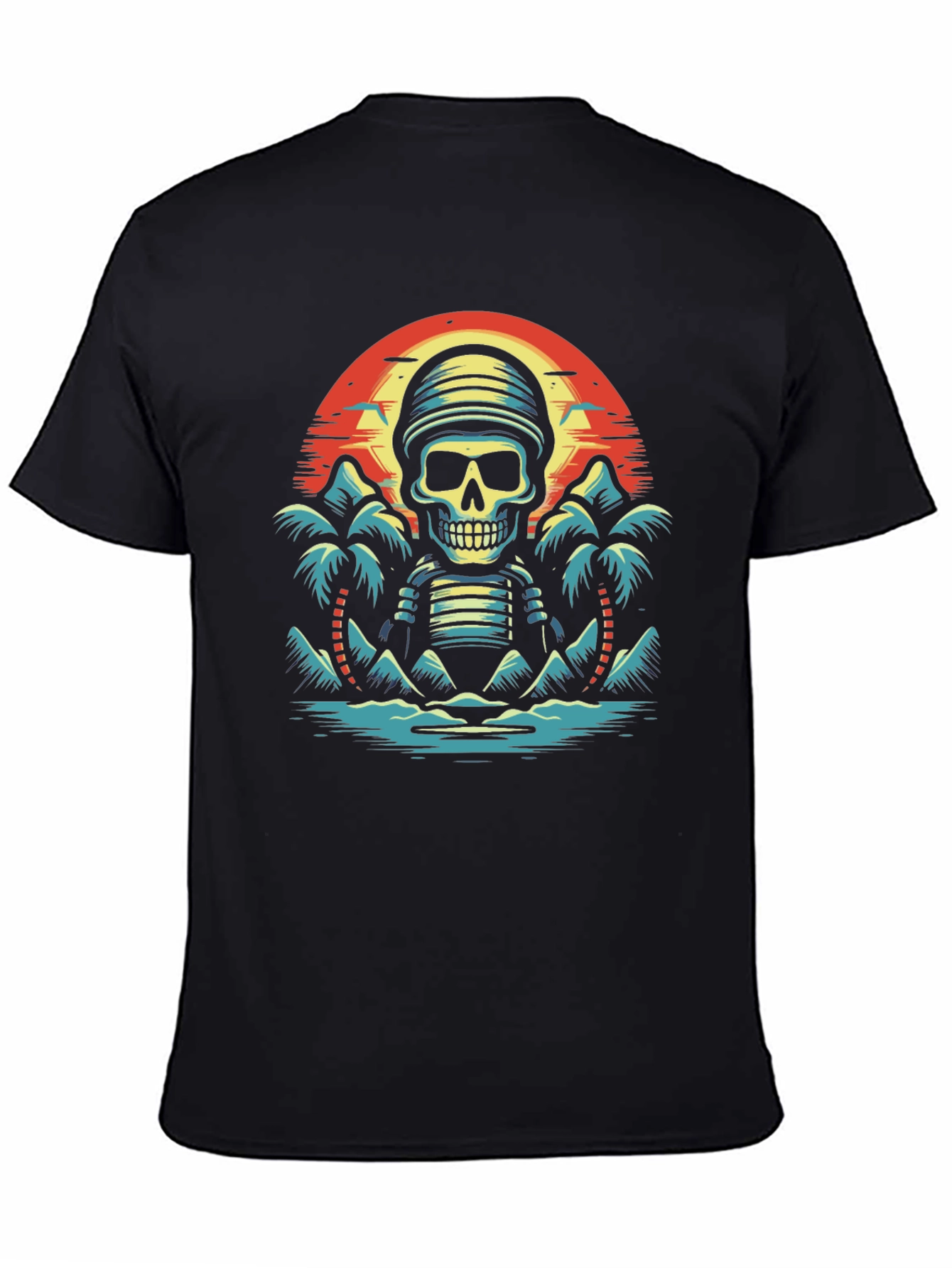 Tropical Skeleton Sunset Graphic Tee
