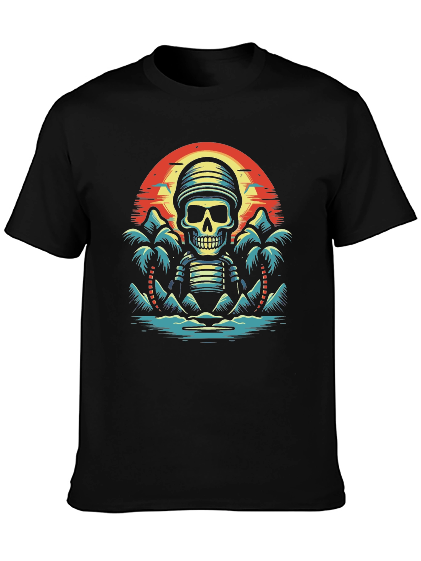 Tropical Skeleton Sunset Graphic Tee