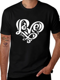 Love Heart Graphic Black T-Shirt