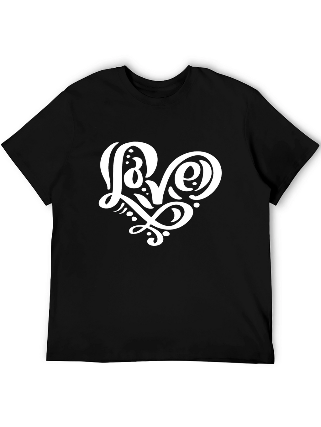 Love Heart Graphic Black T-Shirt