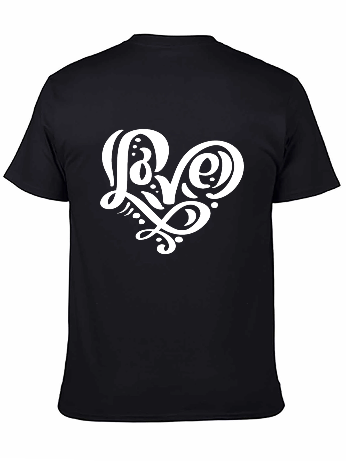 Love Heart Graphic Black T-Shirt