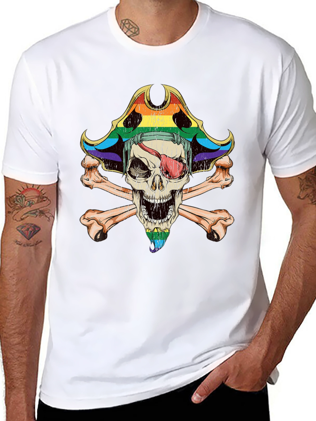 Rainbow Pirate Skull T-Shirt