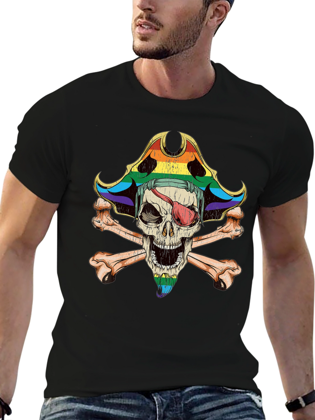 Rainbow Pirate Skull T-Shirt