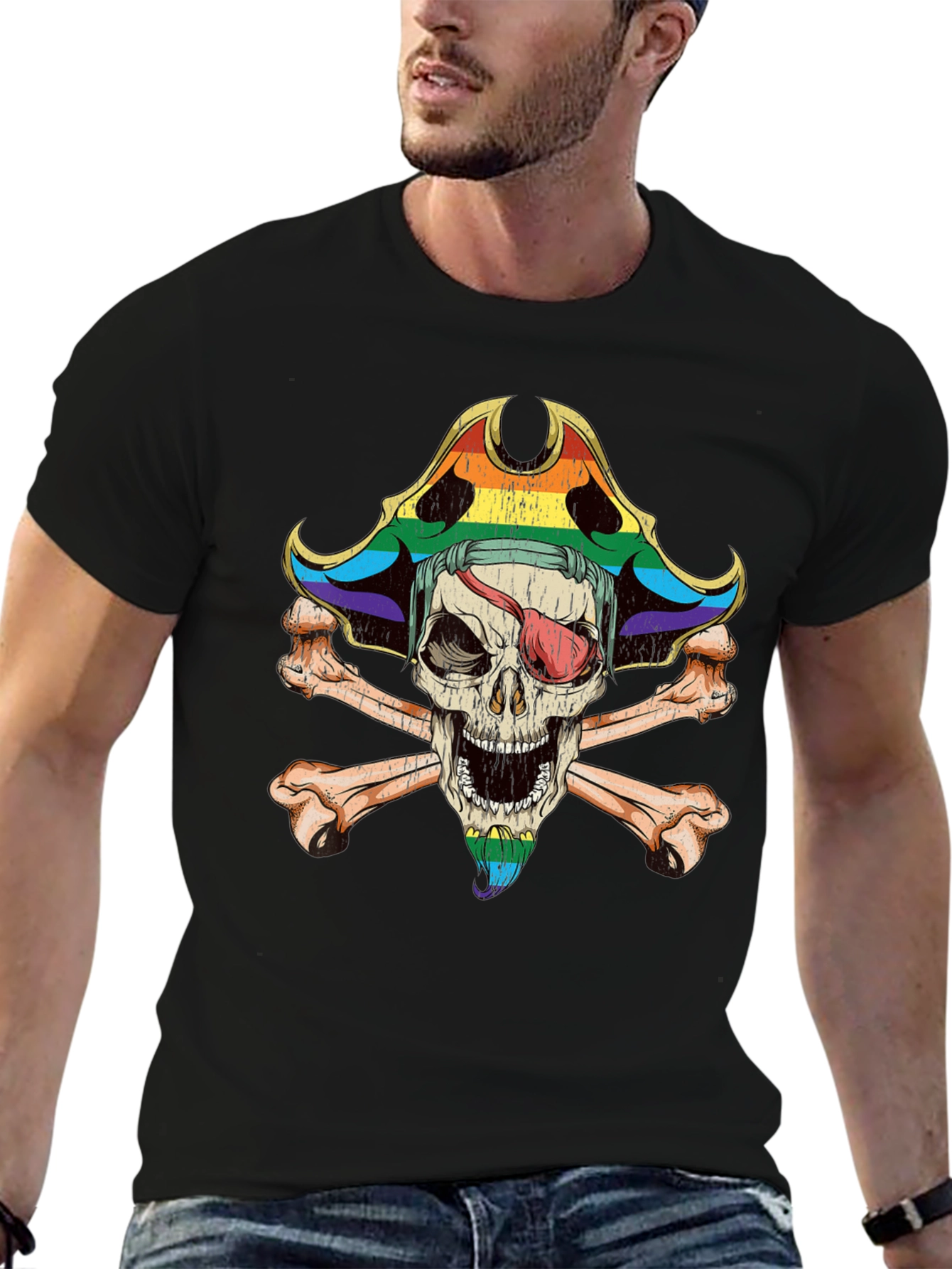 Rainbow Pirate Skull T-Shirt