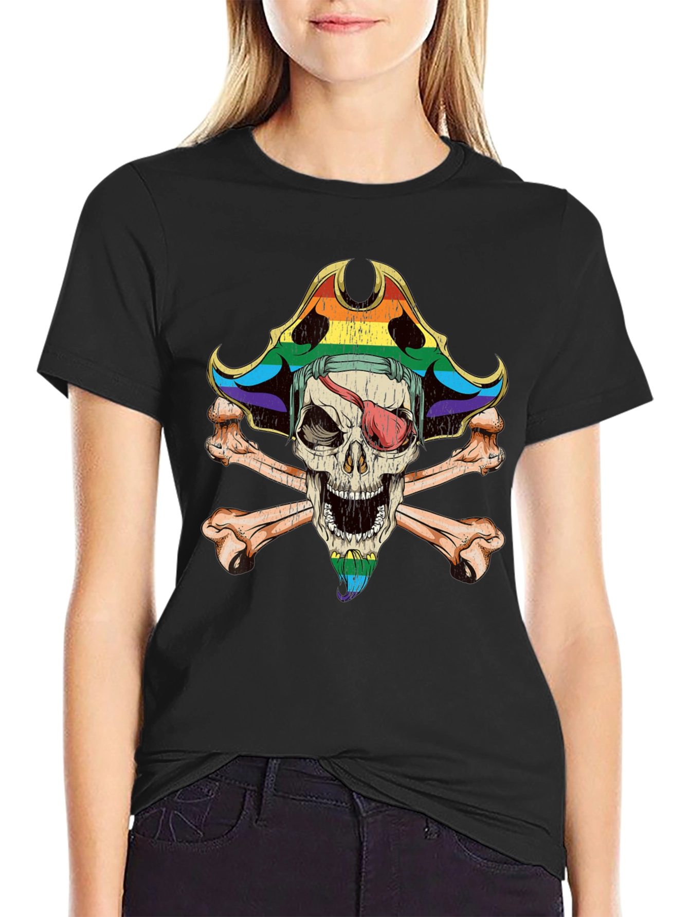 Rainbow Pirate Skull T-Shirt