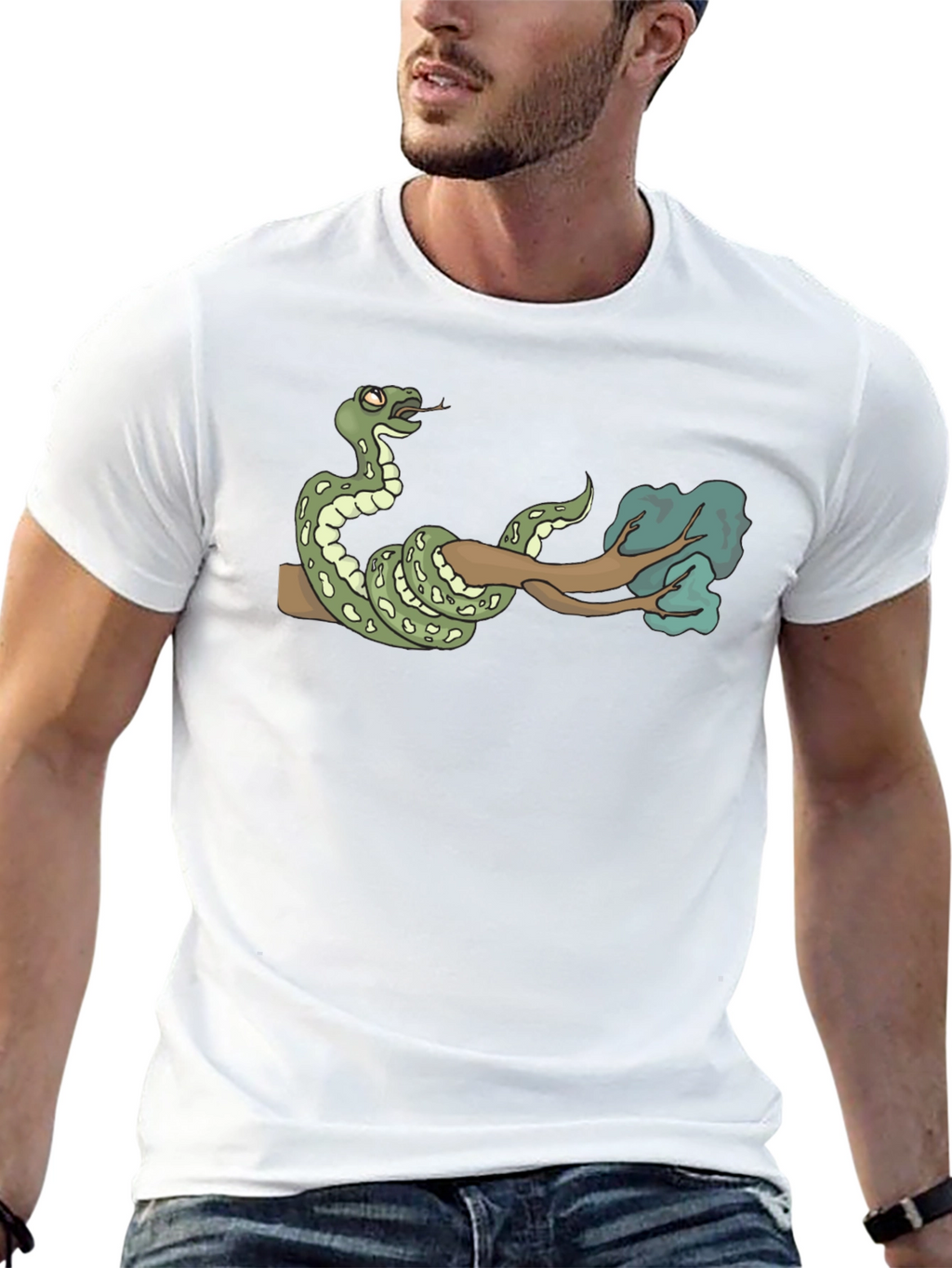 Snake On Branch Graphic T-Shirt - Cool Design!