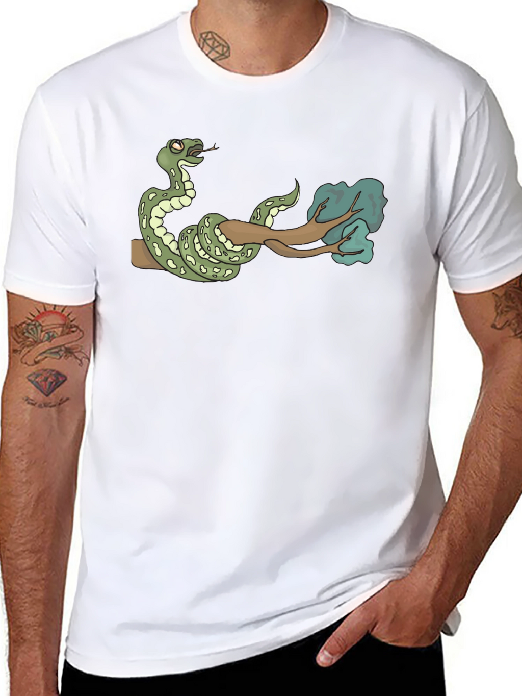 Snake On Branch Graphic T-Shirt - Cool Design!