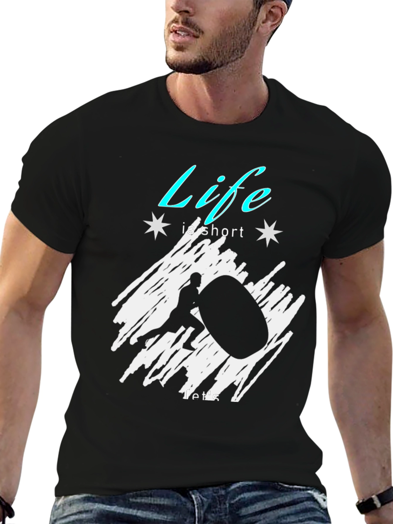 Life Is Short Atlas Stone Black T-Shirt