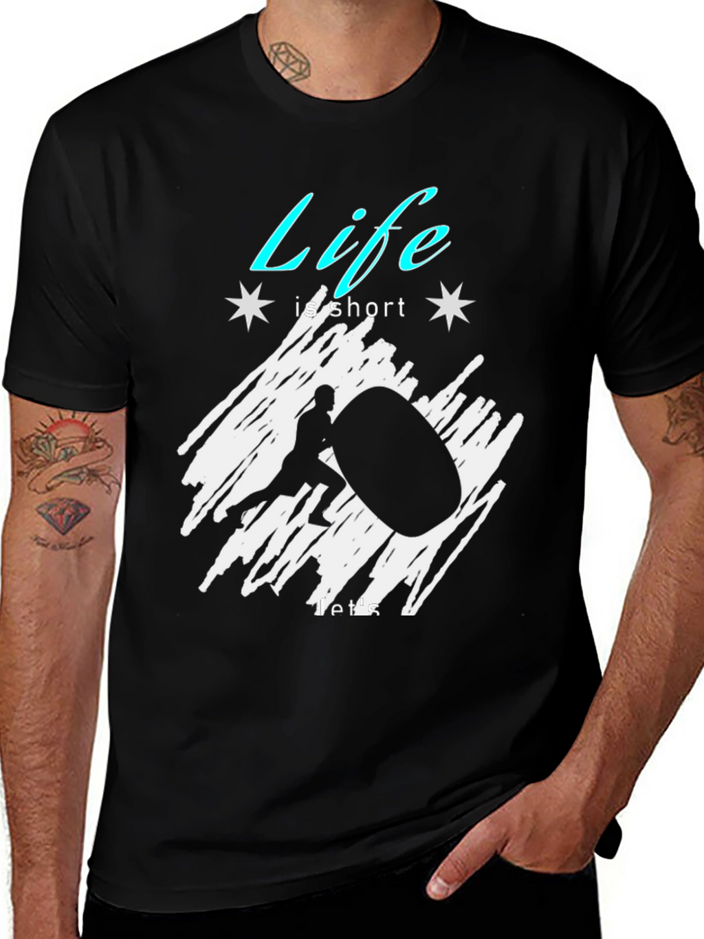 Life Is Short Atlas Stone Black T-Shirt