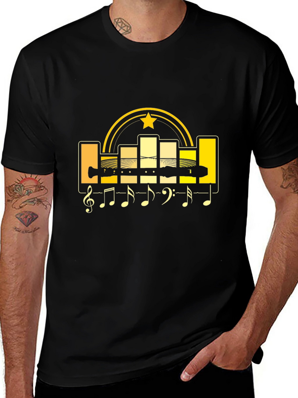 Music Lovers T-Shirt: Graphic Tee with Musical Notes