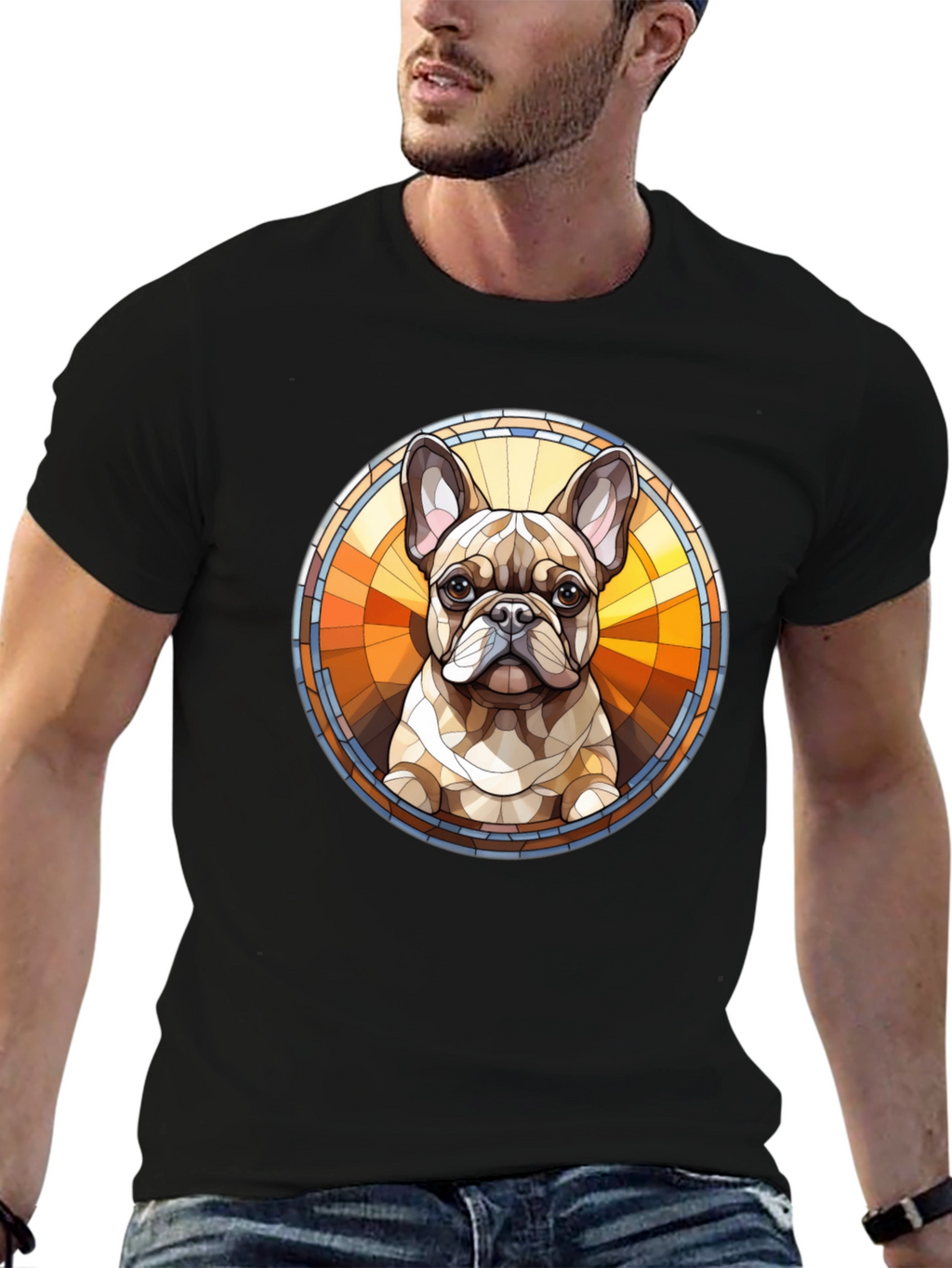 French Bulldog Art Black Tee
