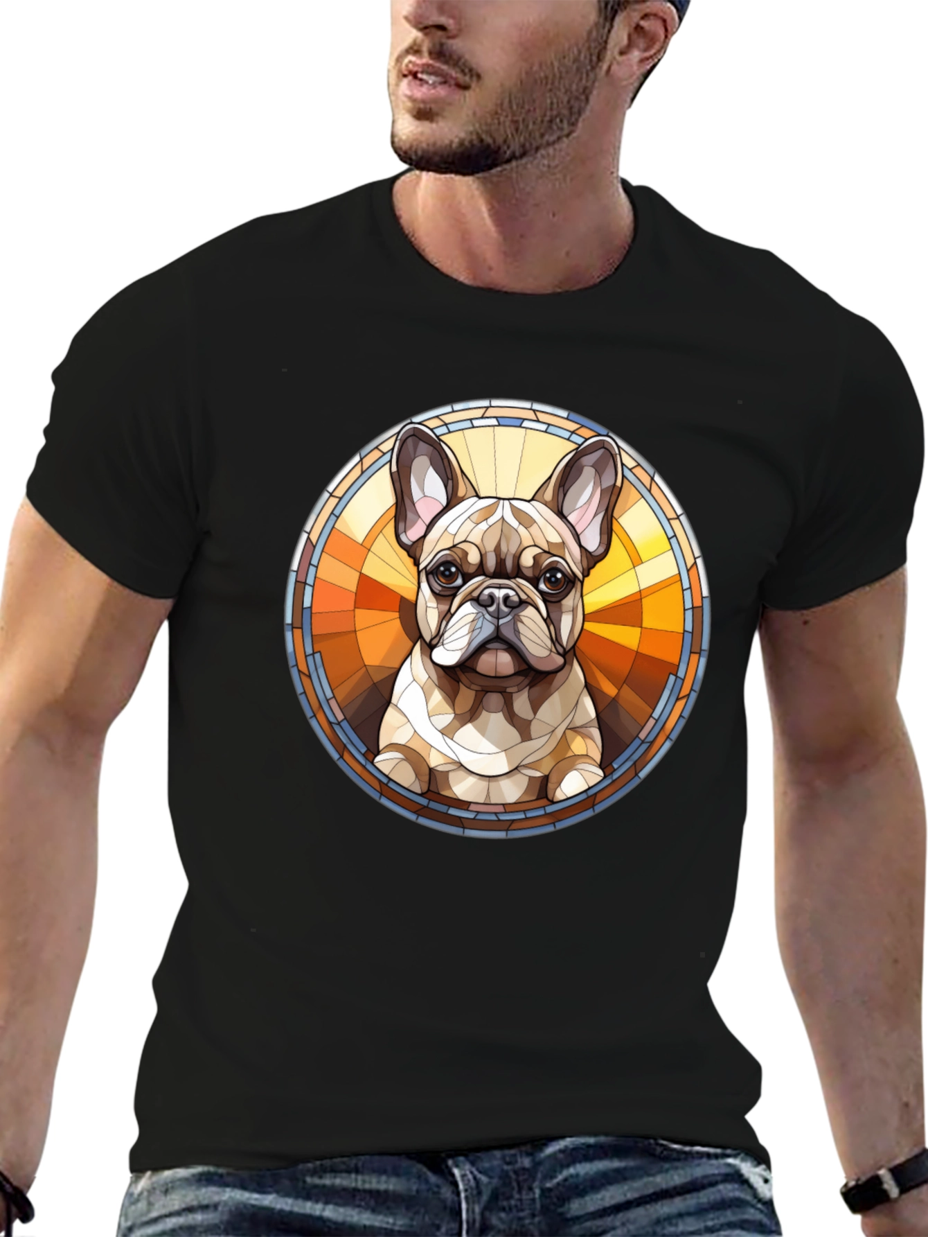French Bulldog Art Black Tee