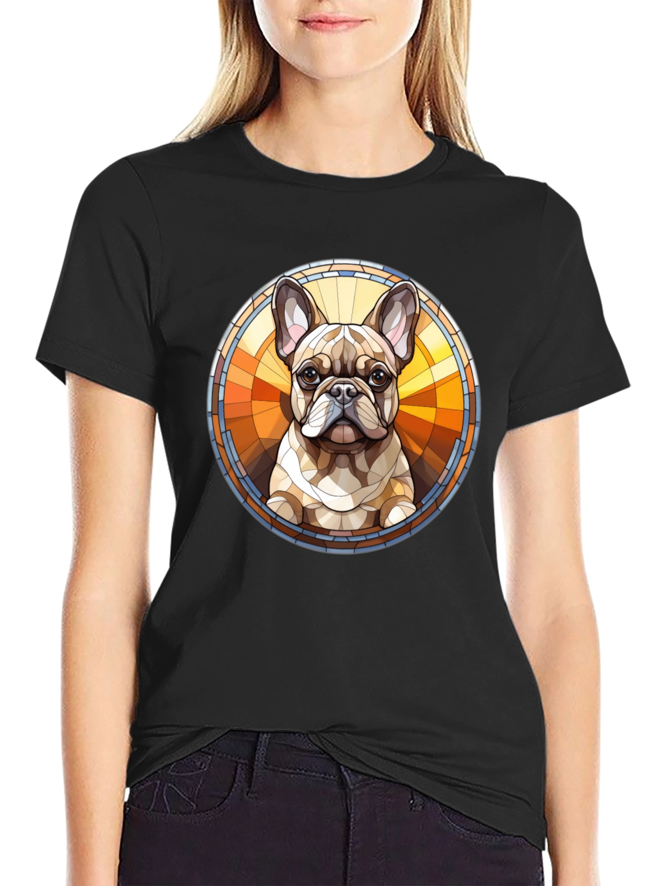 French Bulldog Art Black Tee