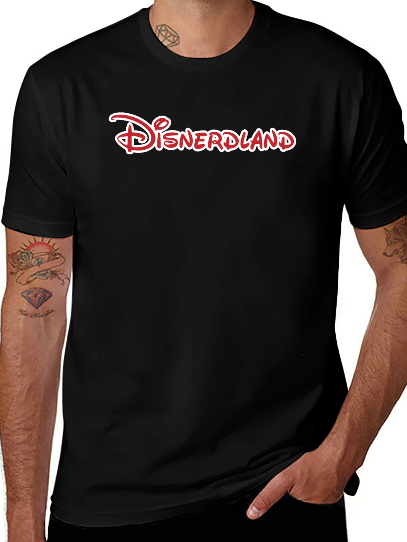 Disnerdland Graphic T-Shirt - Red and White Logo on Black