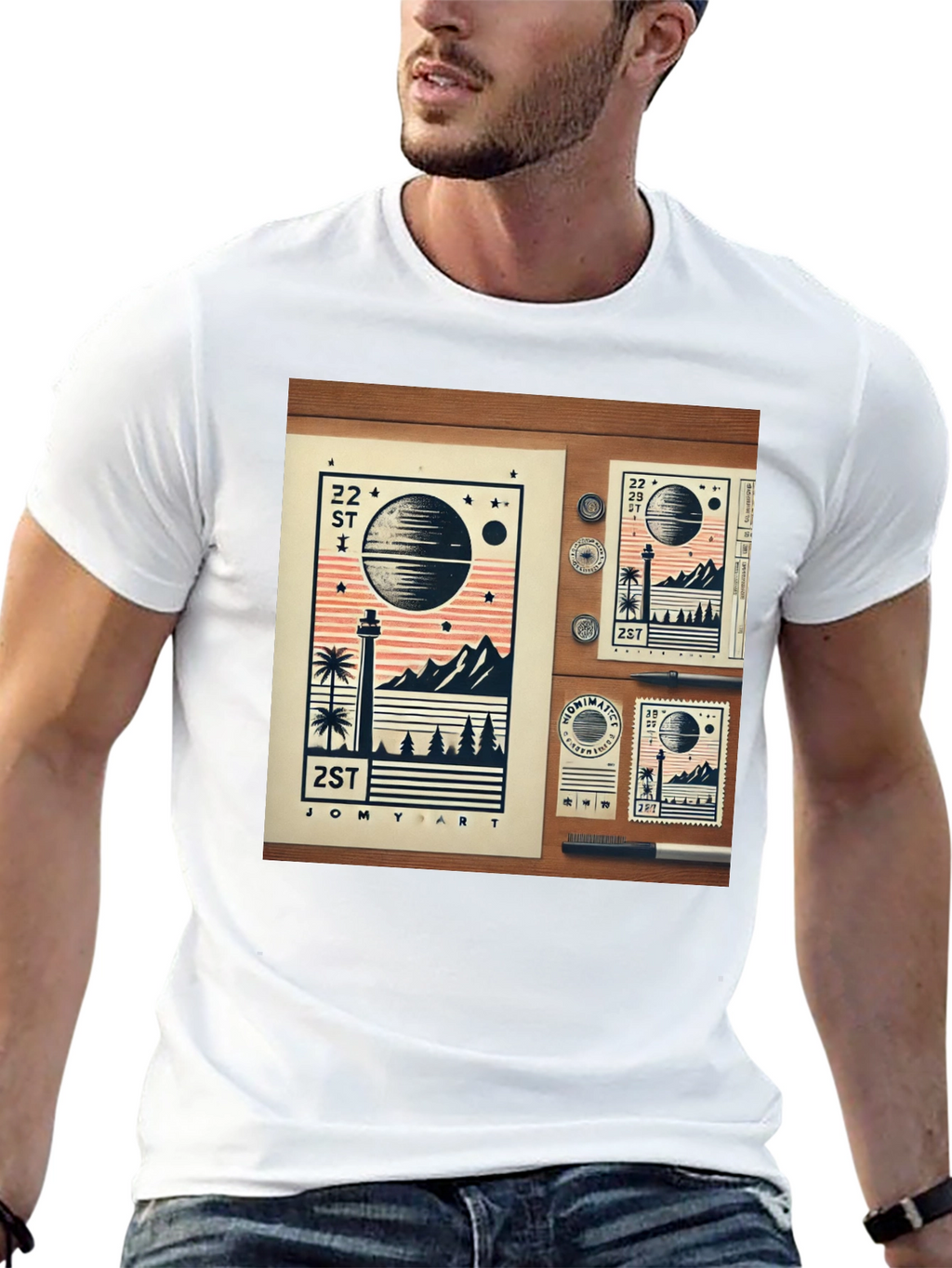 22 ST JOMY ART Black Graphic T-Shirt