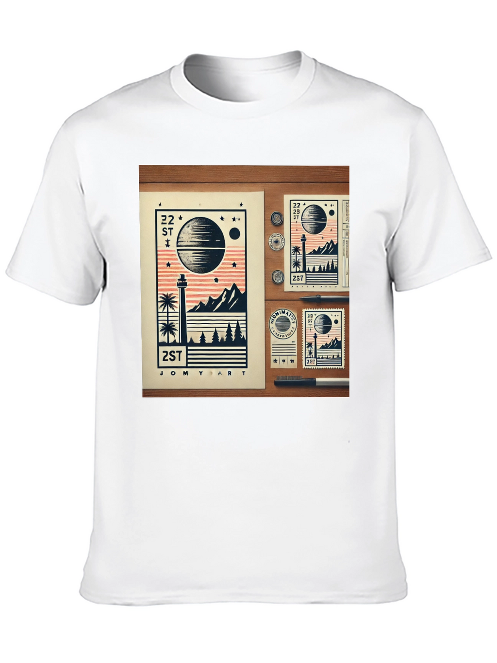 22 ST JOMY ART Black Graphic T-Shirt