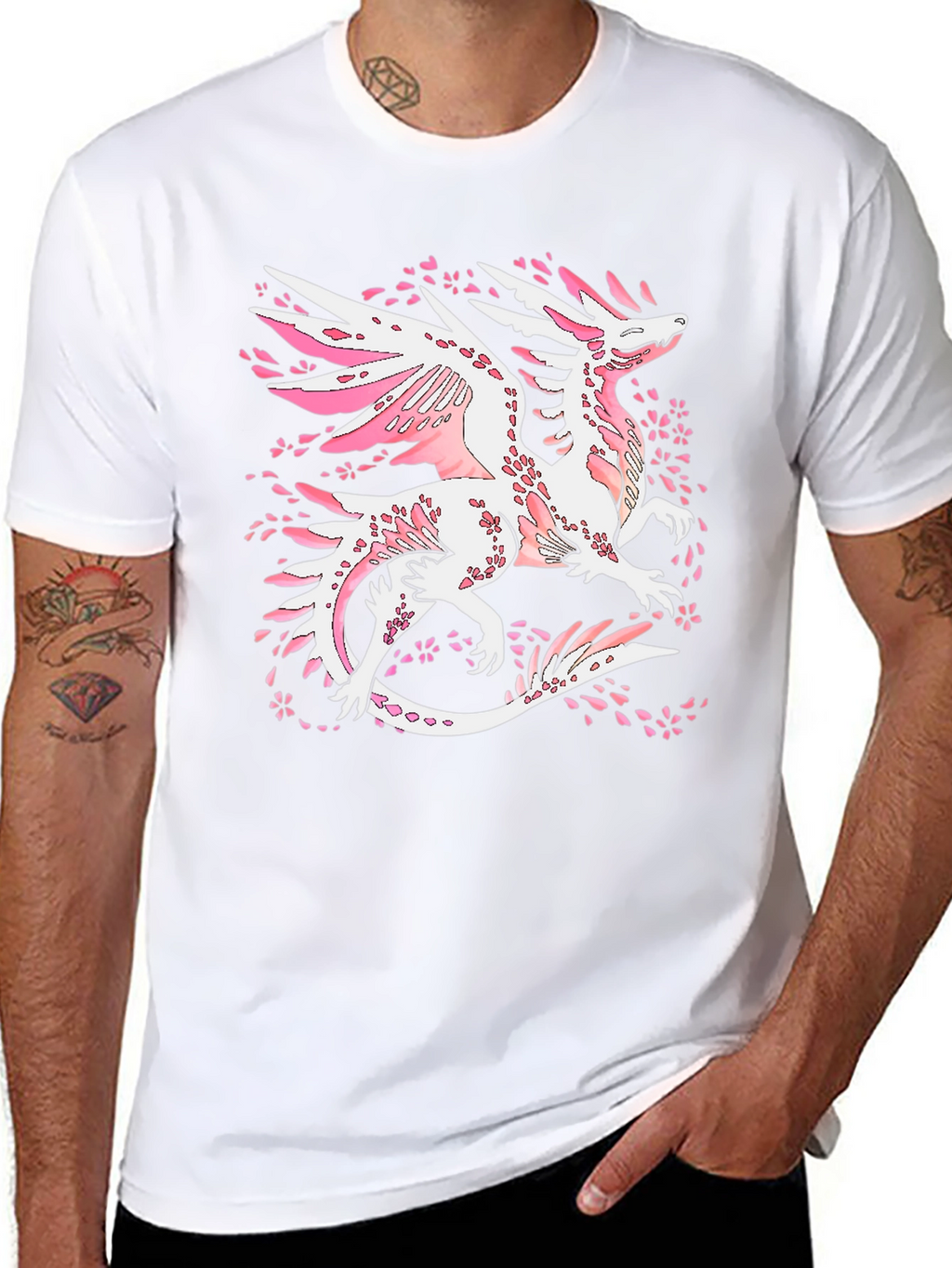 Dragon Cherry Blossom Black T-Shirt