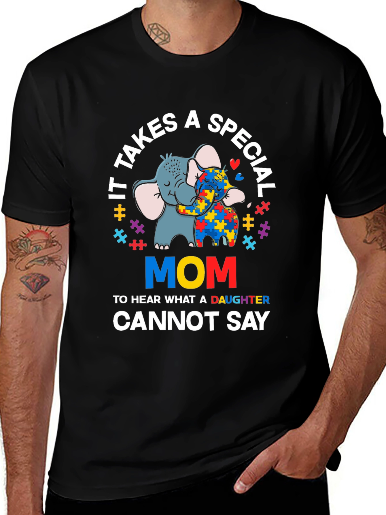 Autism Awareness Mom T-Shirt Elephant Design