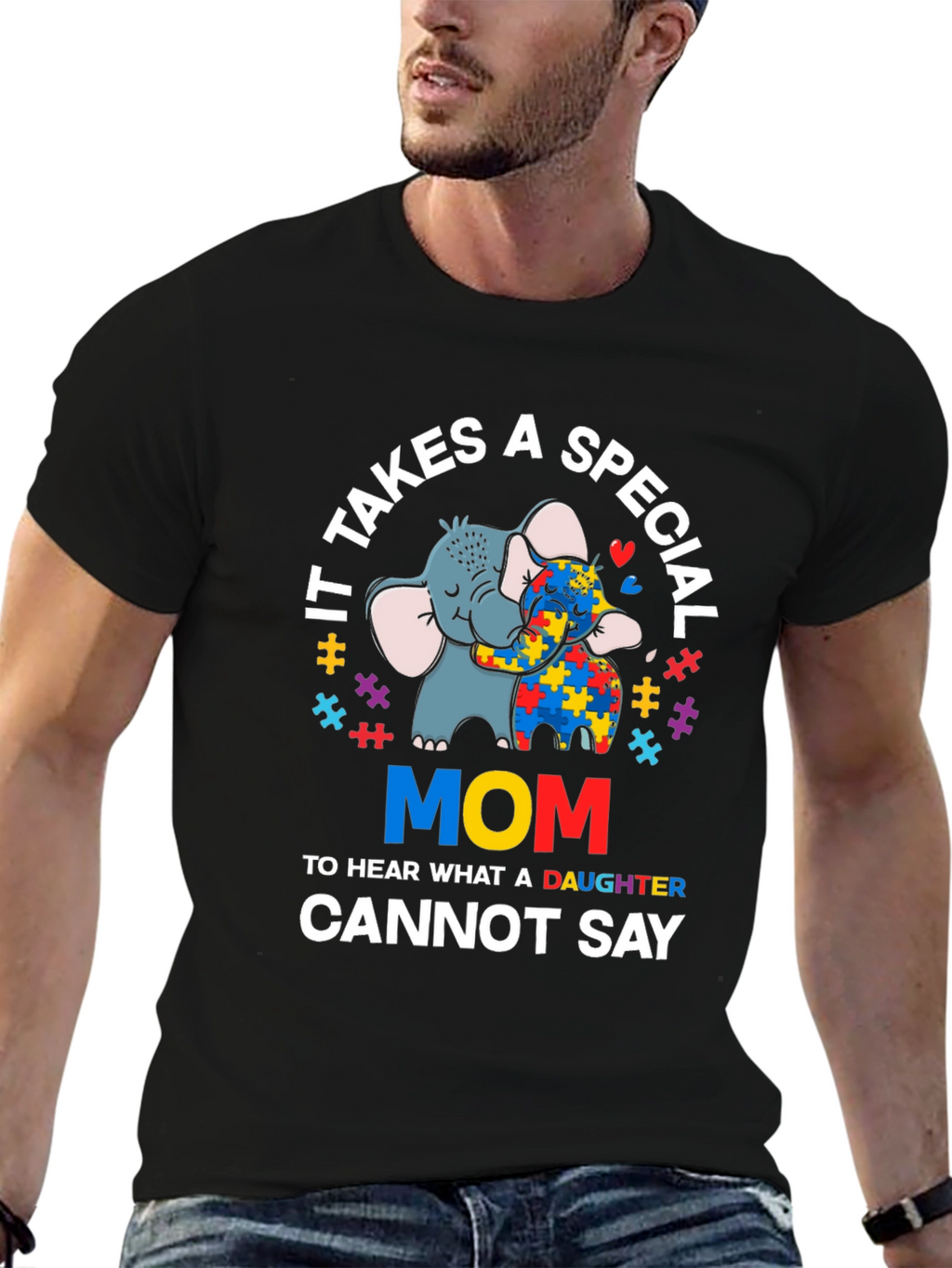 Autism Awareness Mom T-Shirt Elephant Design