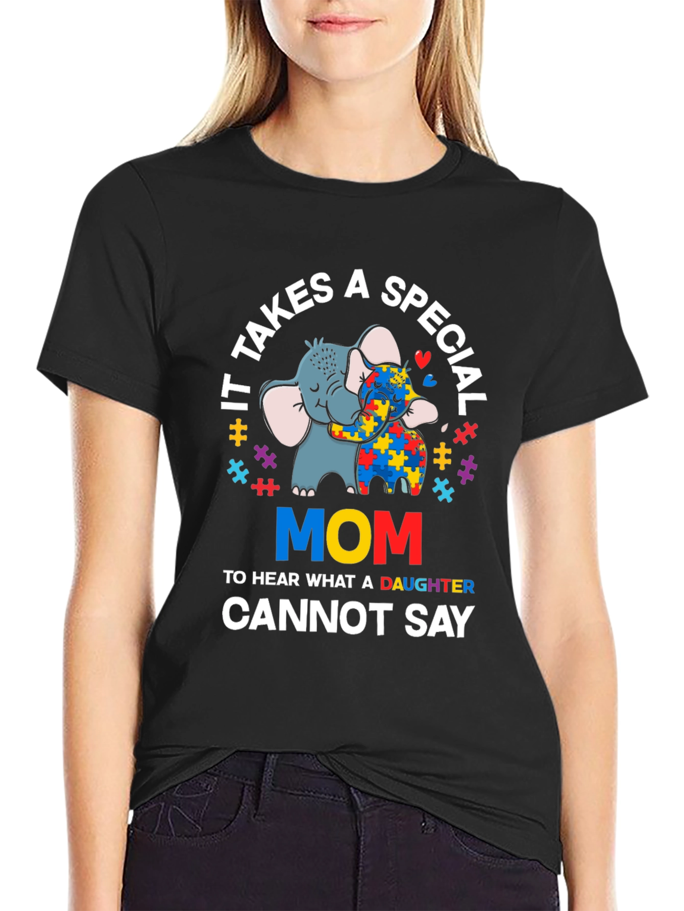 Autism Awareness Mom T-Shirt Elephant Design