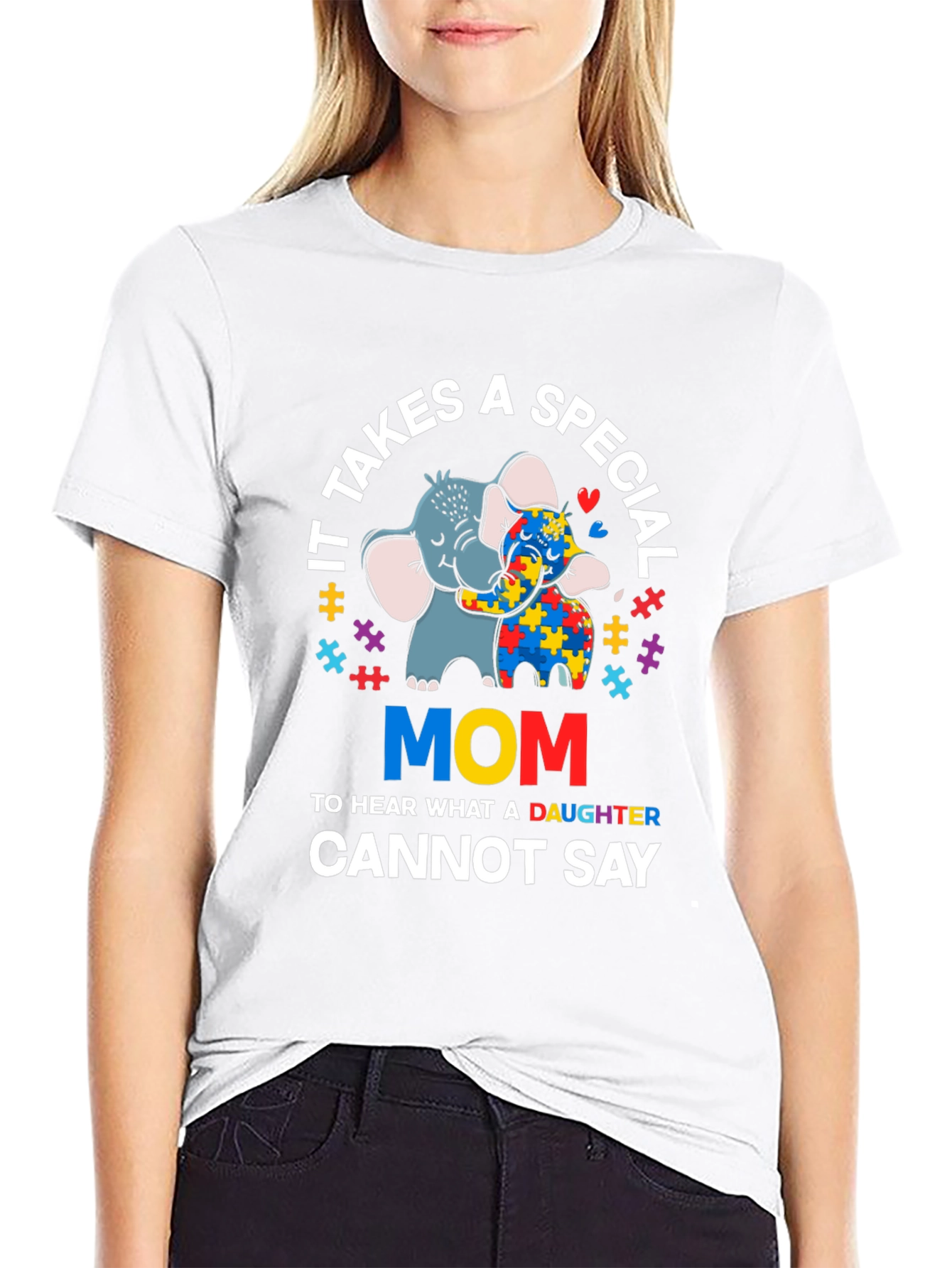 Autism Awareness Mom T-Shirt Elephant Design