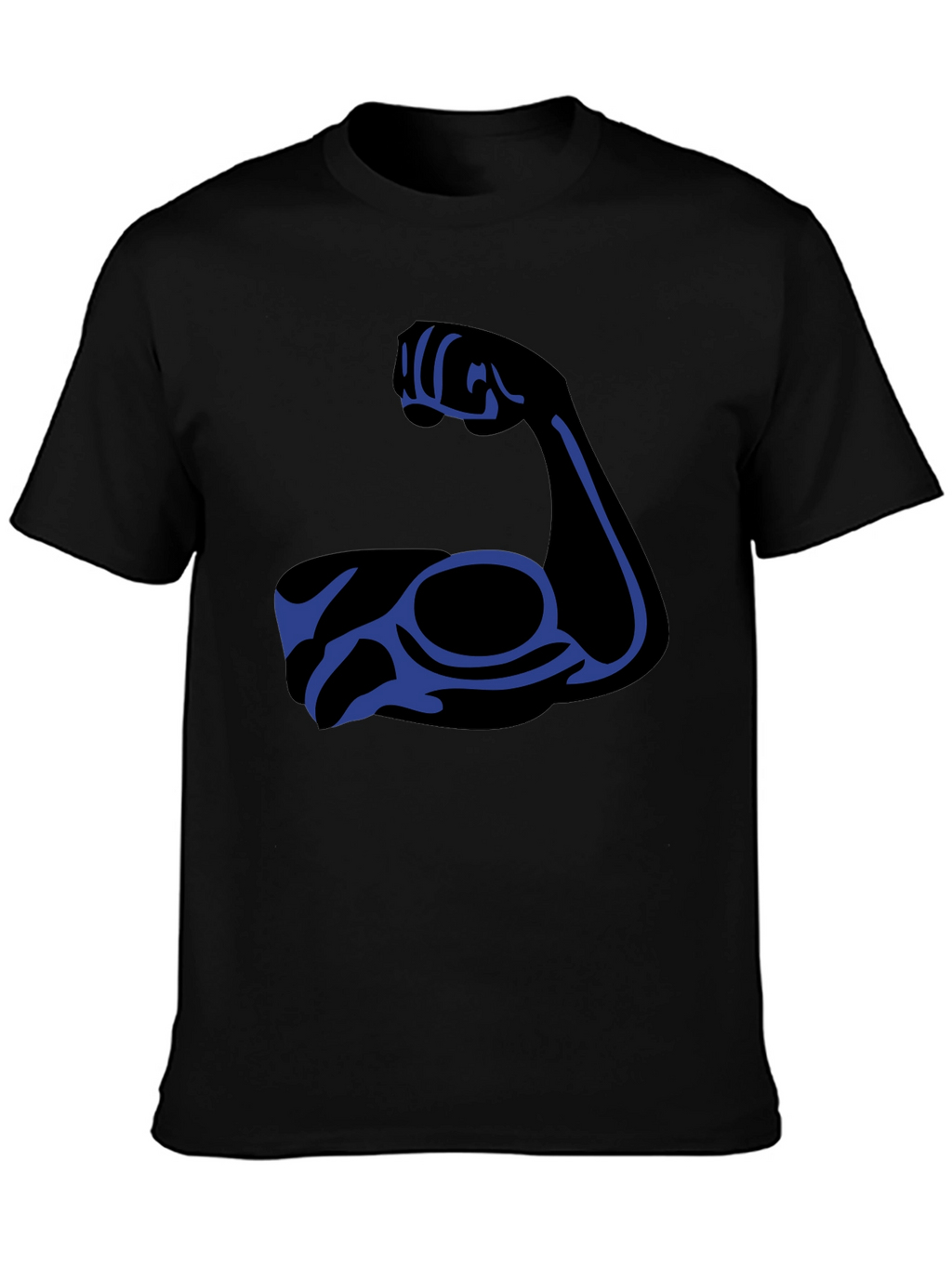 Black T-Shirt with Blue Arm Graphic