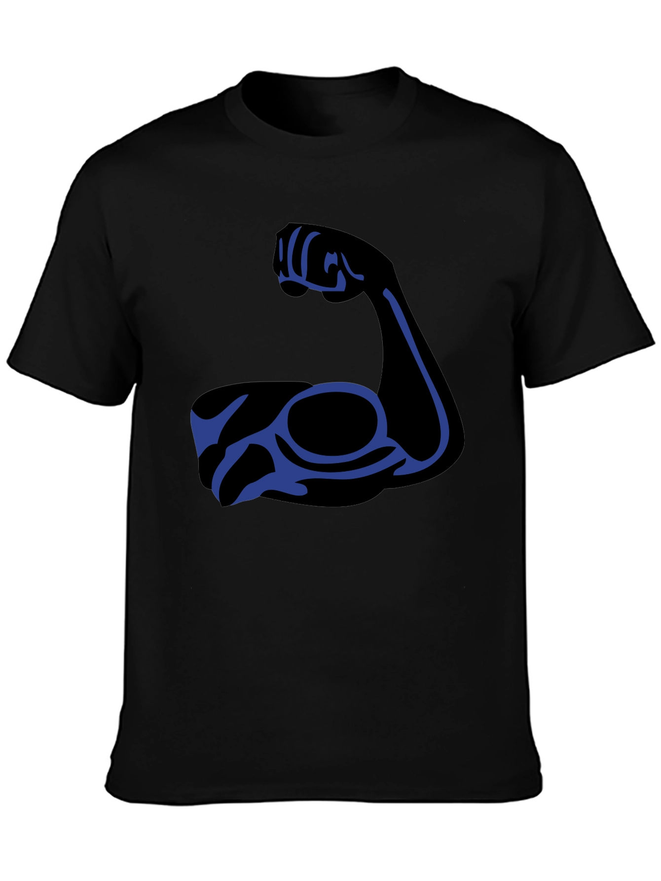 Black T-Shirt with Blue Arm Graphic