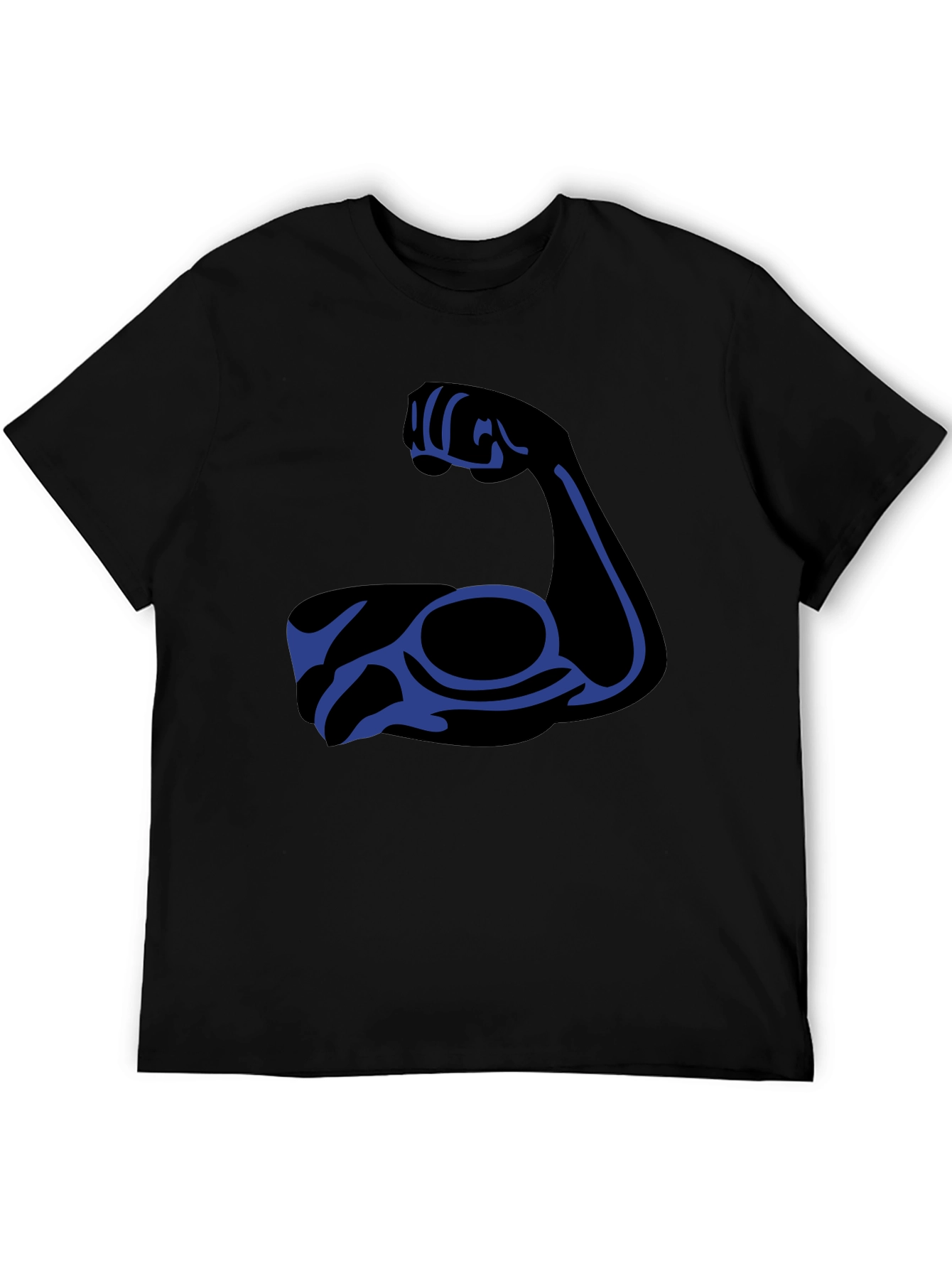 Black T-Shirt with Blue Arm Graphic