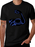 Black T-Shirt with Blue Arm Graphic