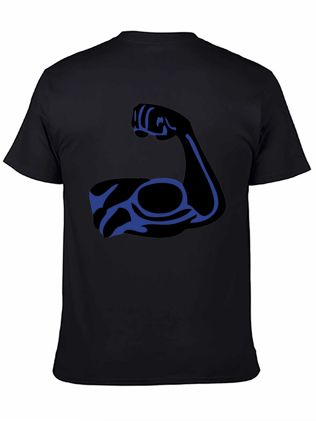 Black T-Shirt with Blue Arm Graphic