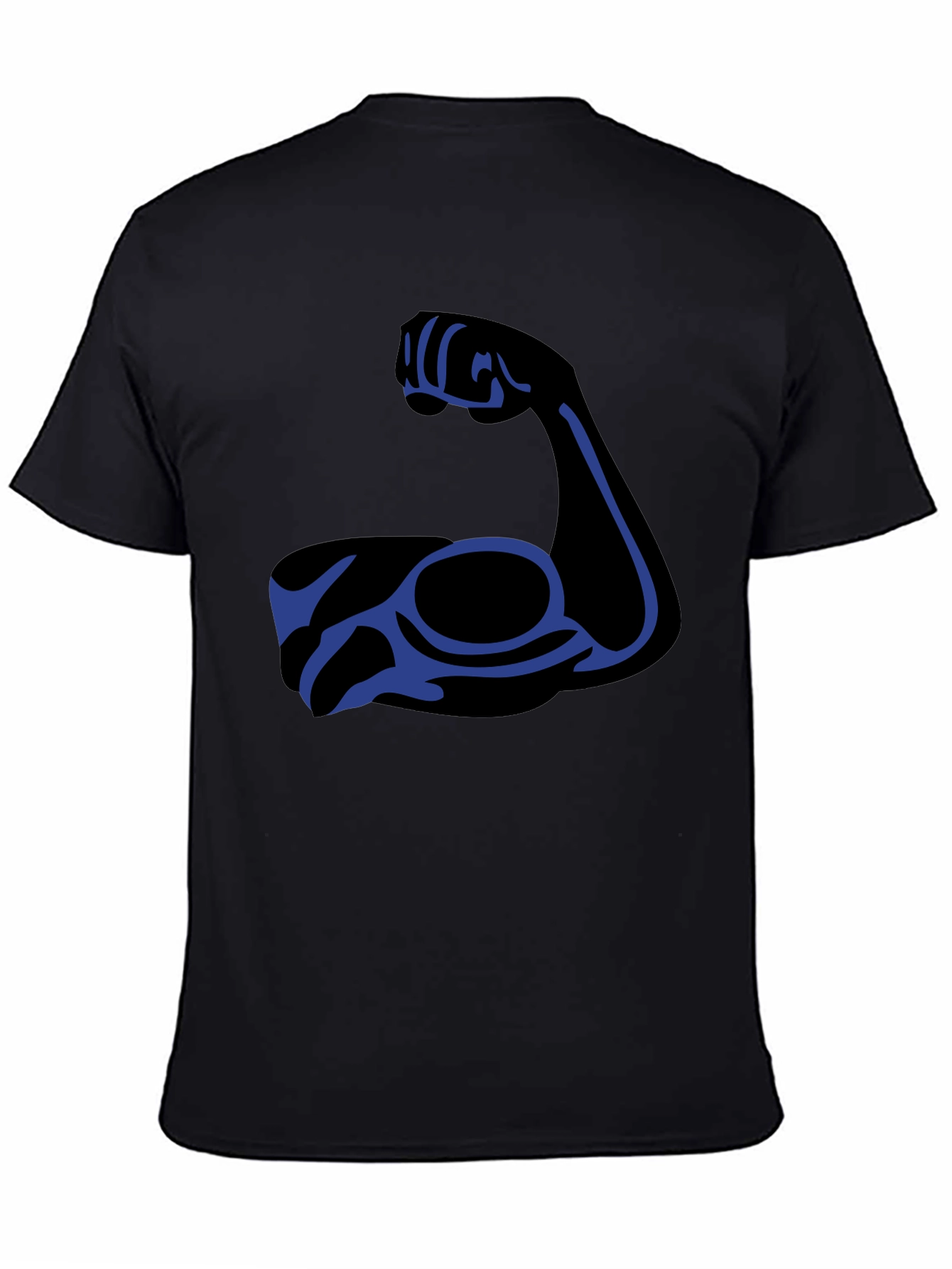 Black T-Shirt with Blue Arm Graphic