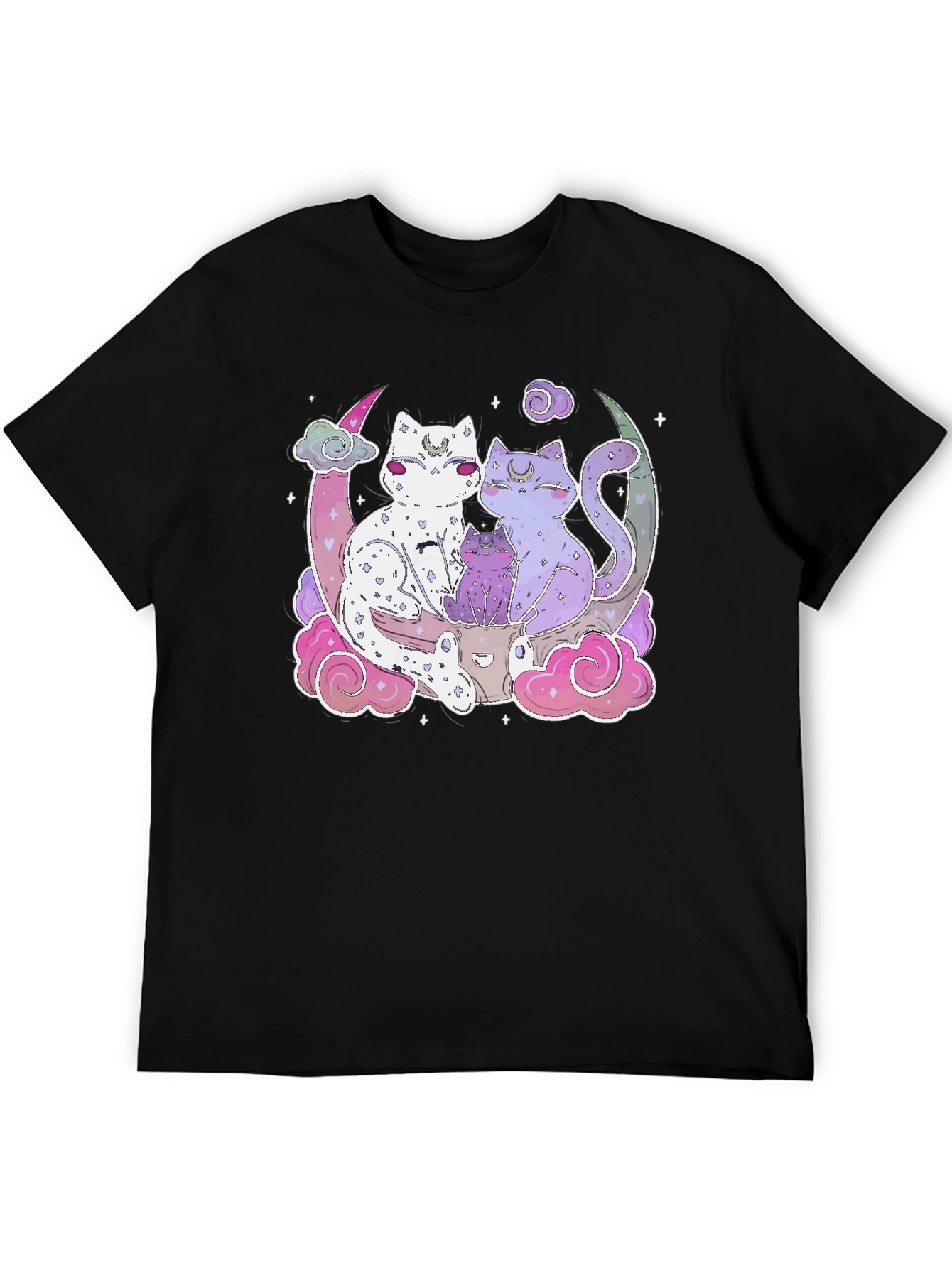 Cute Cats on Moon T-Shirt - Kawaii Style