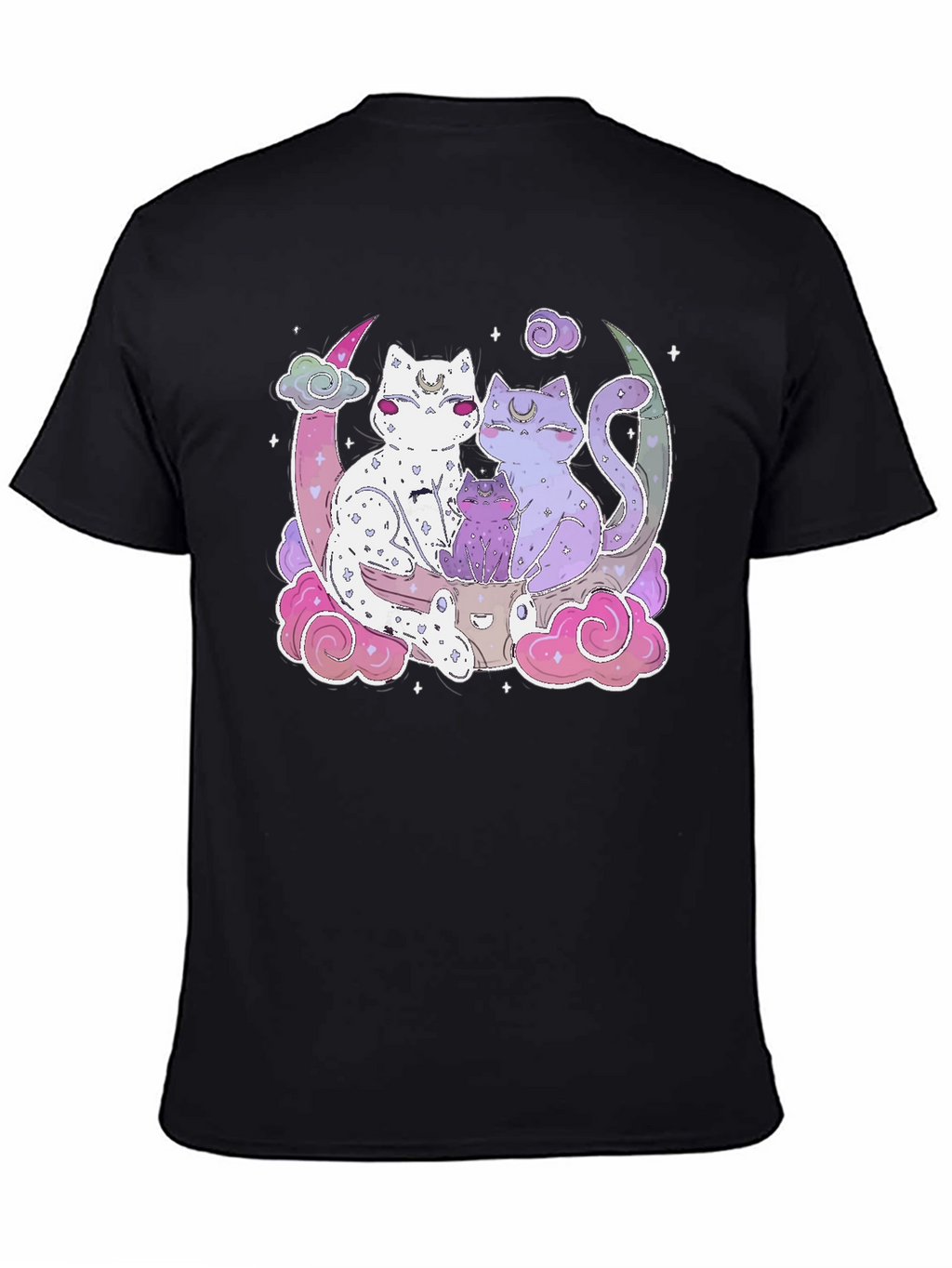 Cute Cats on Moon T-Shirt - Kawaii Style