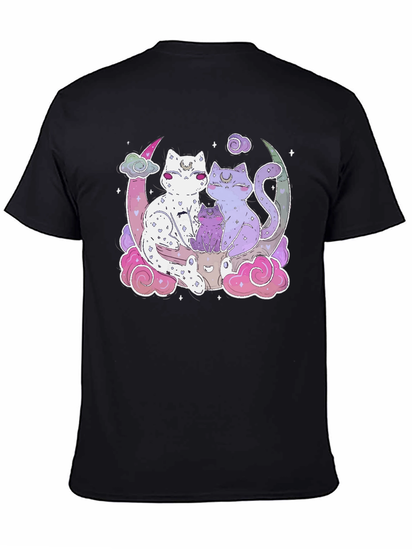 Cute Cats on Moon T-Shirt - Kawaii Style