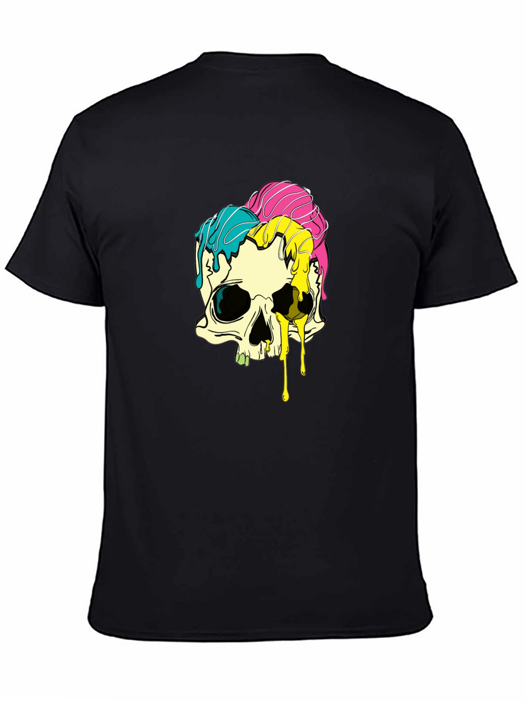 Melting Skull Graphic Tee - Black Cotton T-Shirt
