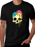 Melting Skull Graphic Tee - Black Cotton T-Shirt