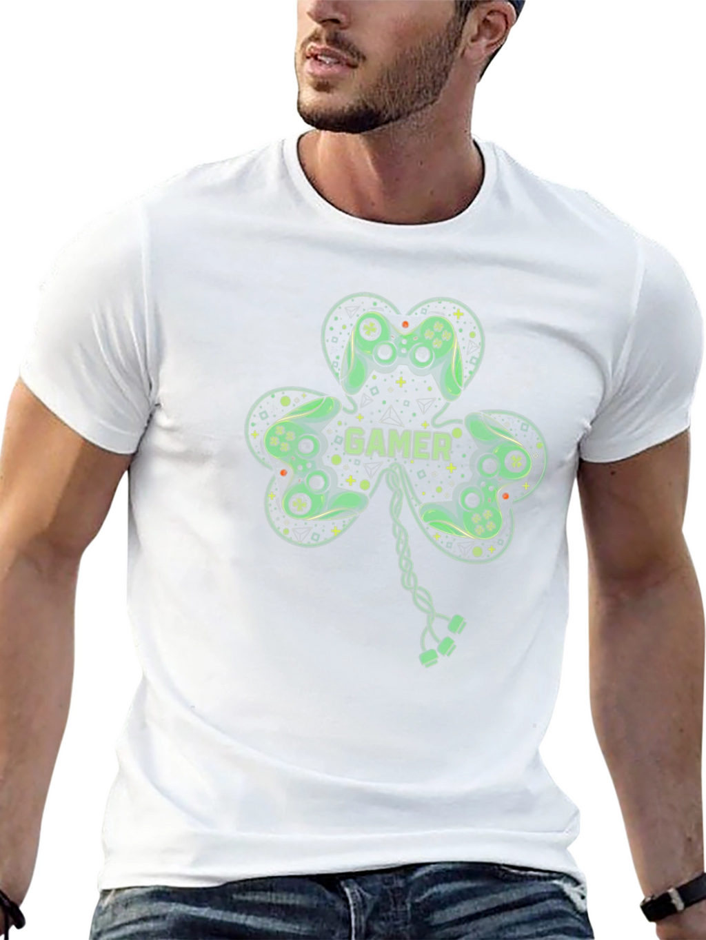 Gamer Shamrock Graphic T-Shirt - Lucky Irish Gaming Tee