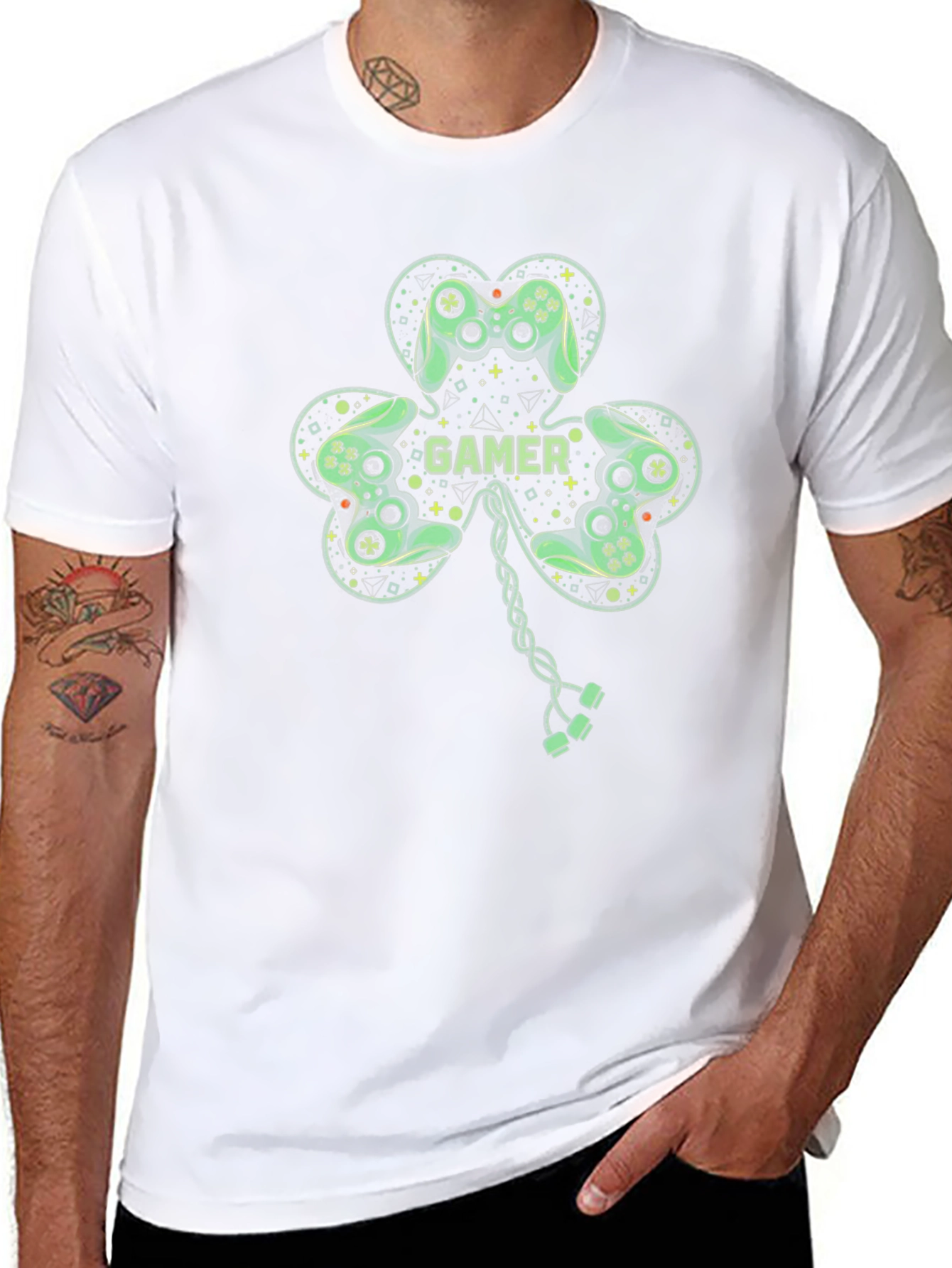 Gamer Shamrock Graphic T-Shirt - Lucky Irish Gaming Tee