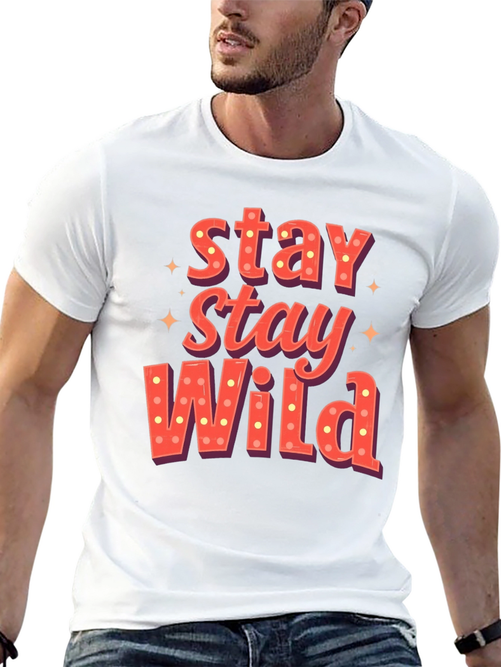 Stay Wild Graphic Print Mens T-Shirt